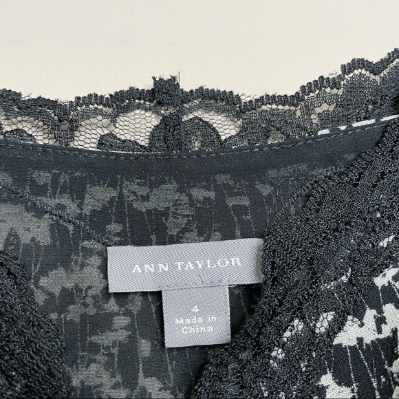 vintage Y2k Ann Taylor silk lace tank top black white floral 4 Zip Side - Picture 9 of 9